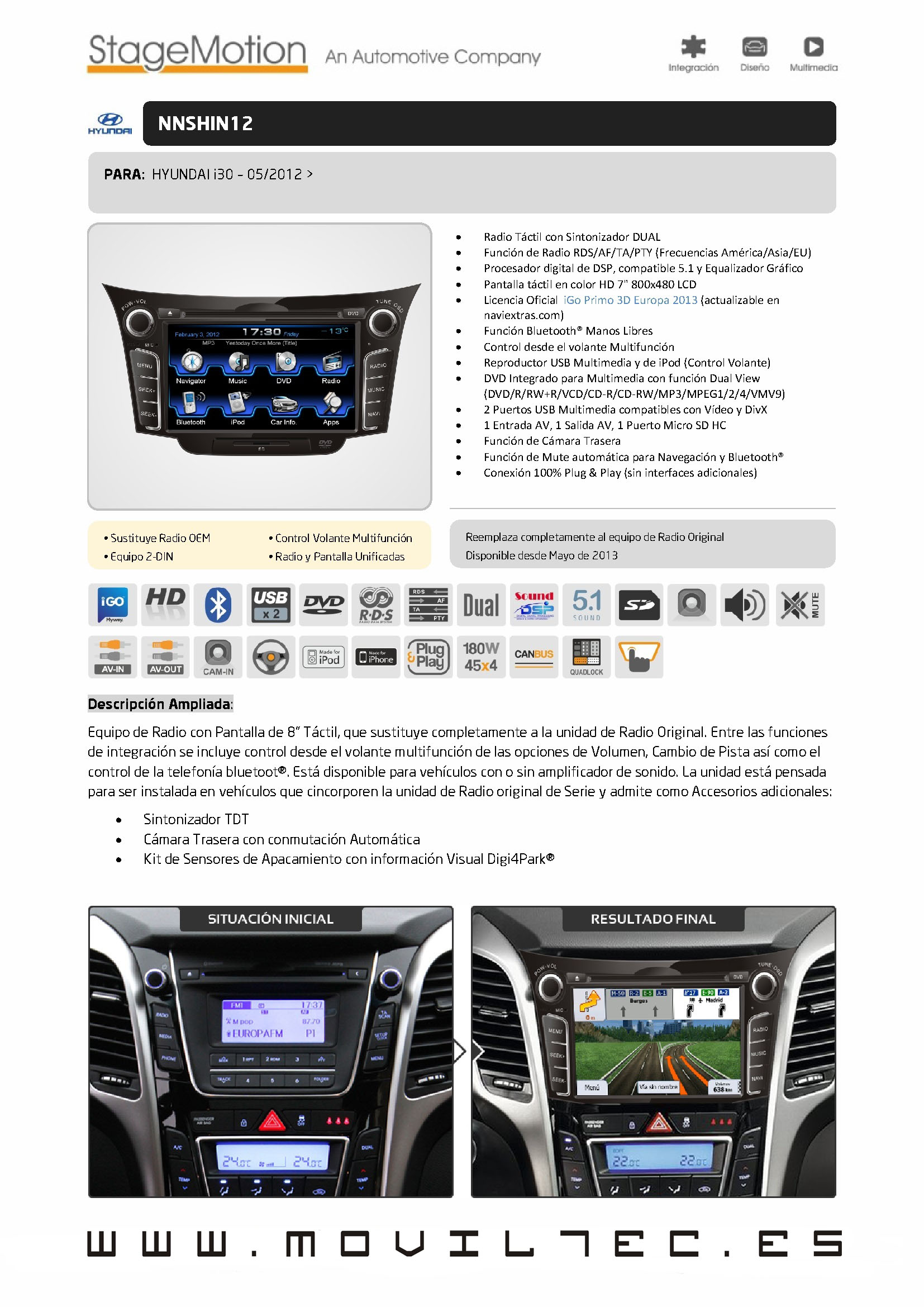 Accesorios-automóvil-Moviltec-Nuevo-Sistema-de-Navegación-para-Hyundai-i30